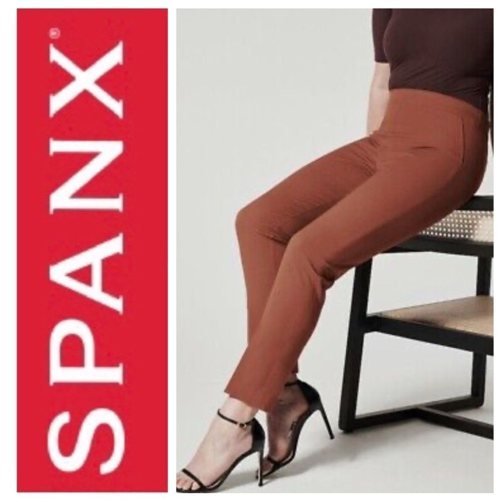 Spanx On the Go Brown Slim Straight Ankle Pant Size Small NWT Career Wear Office